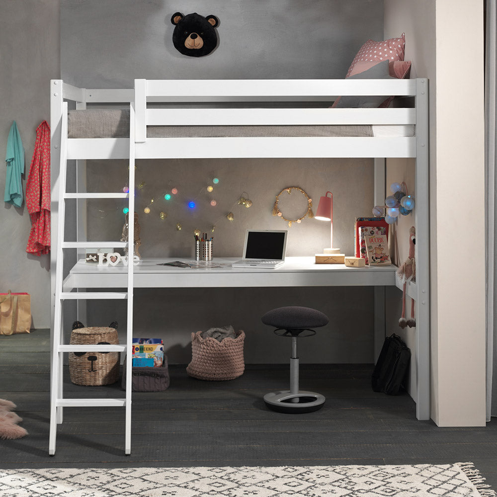 White metal high sleeper deals with desk